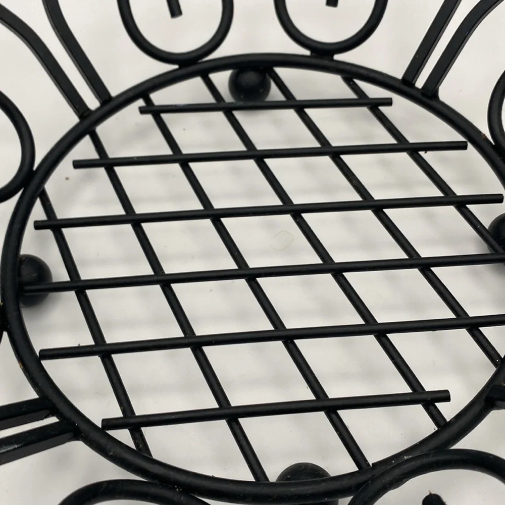 Black metal fruit table decor basket 14x4”
